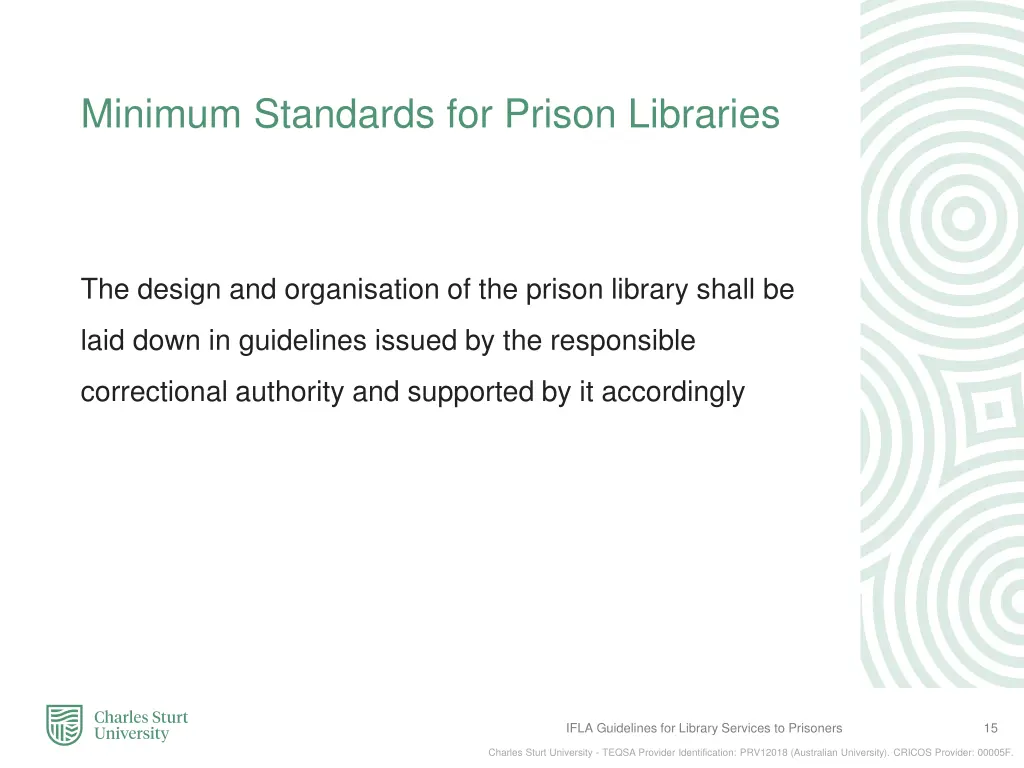 minimum standards for prison libraries 2