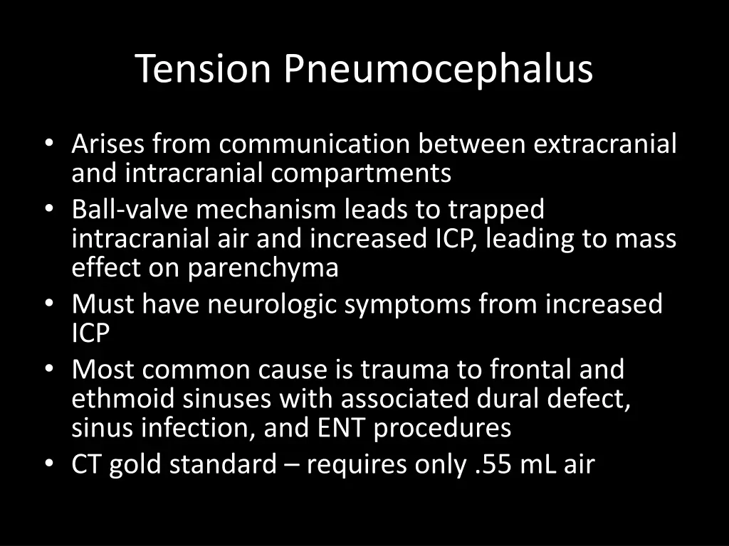 tension pneumocephalus