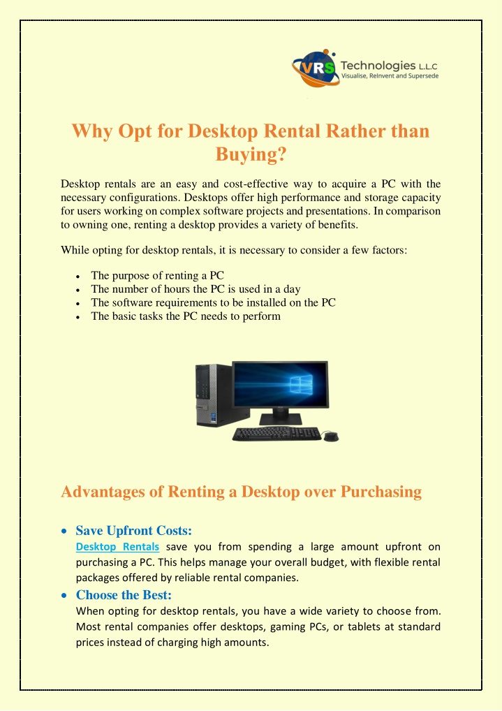 why opt for desktop rental rather than buying