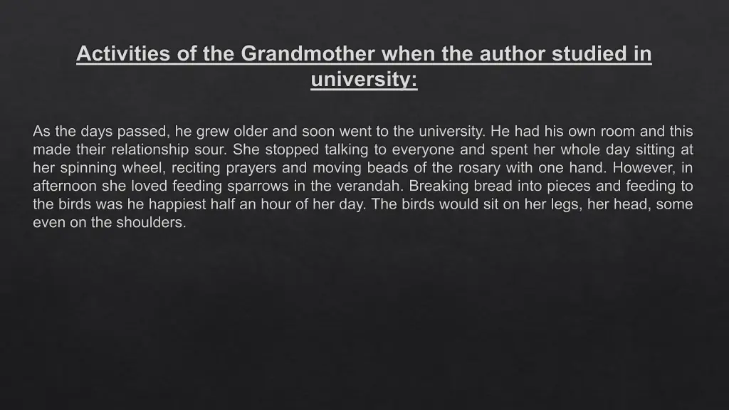 activities of the grandmother when the author