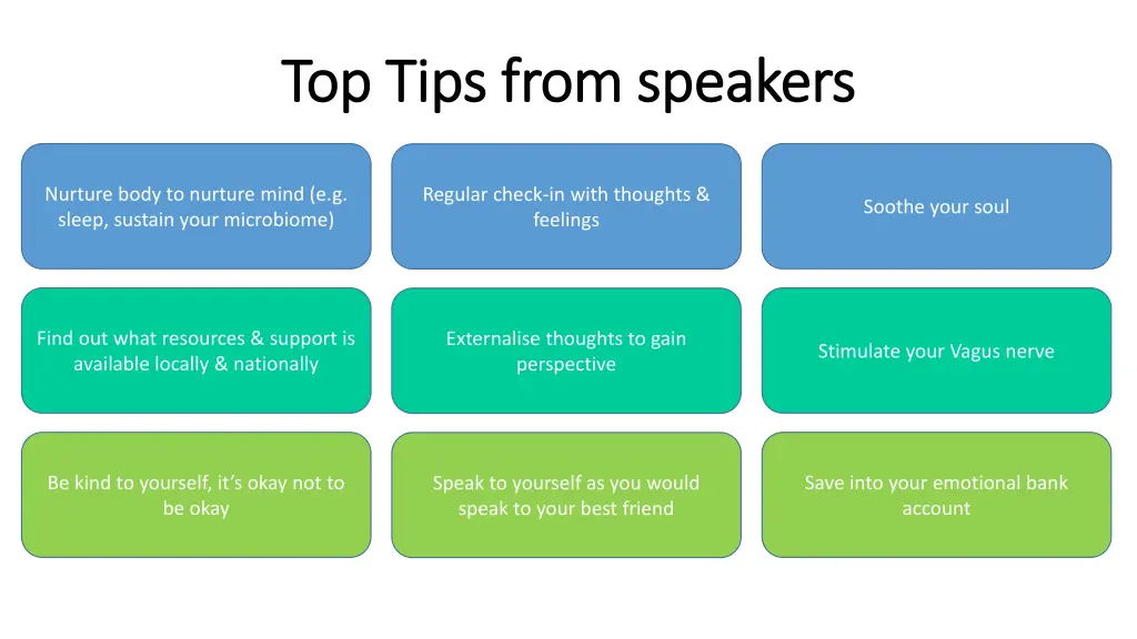 top tips from speakers top tips from speakers