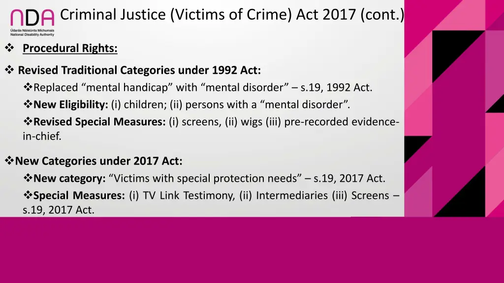 criminal justice victims of crime act 2017 cont