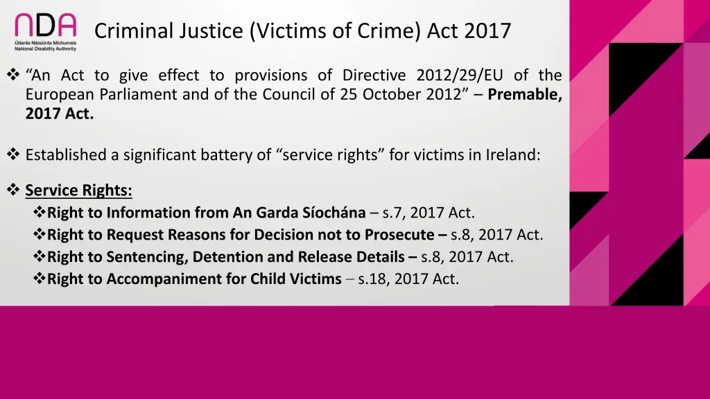 criminal justice victims of crime act 2017