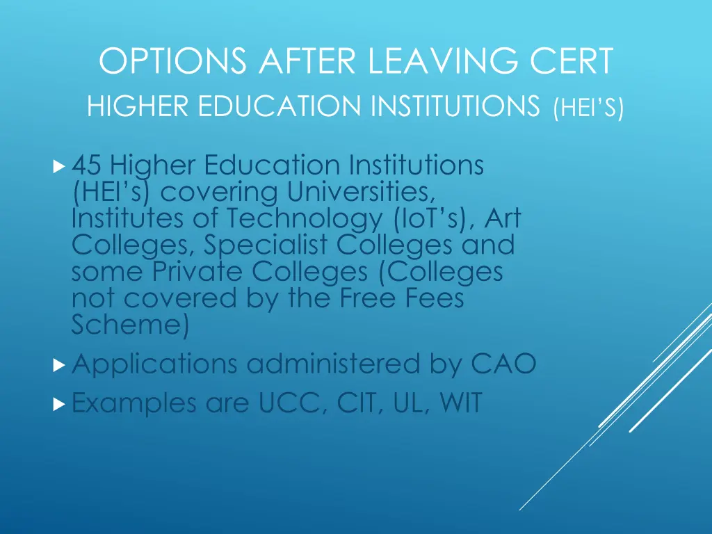 options after leaving cert higher education