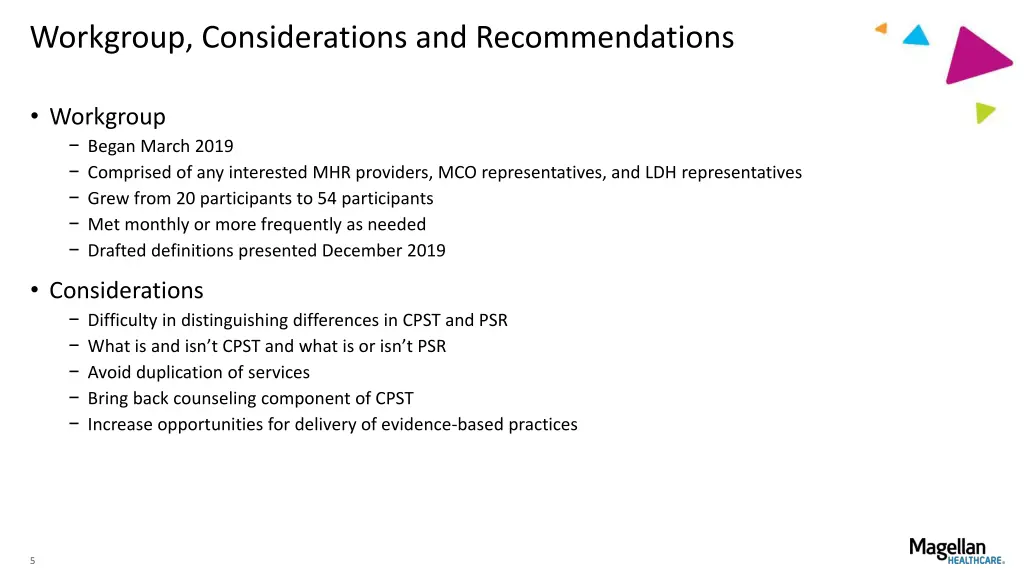 workgroup considerations and recommendations