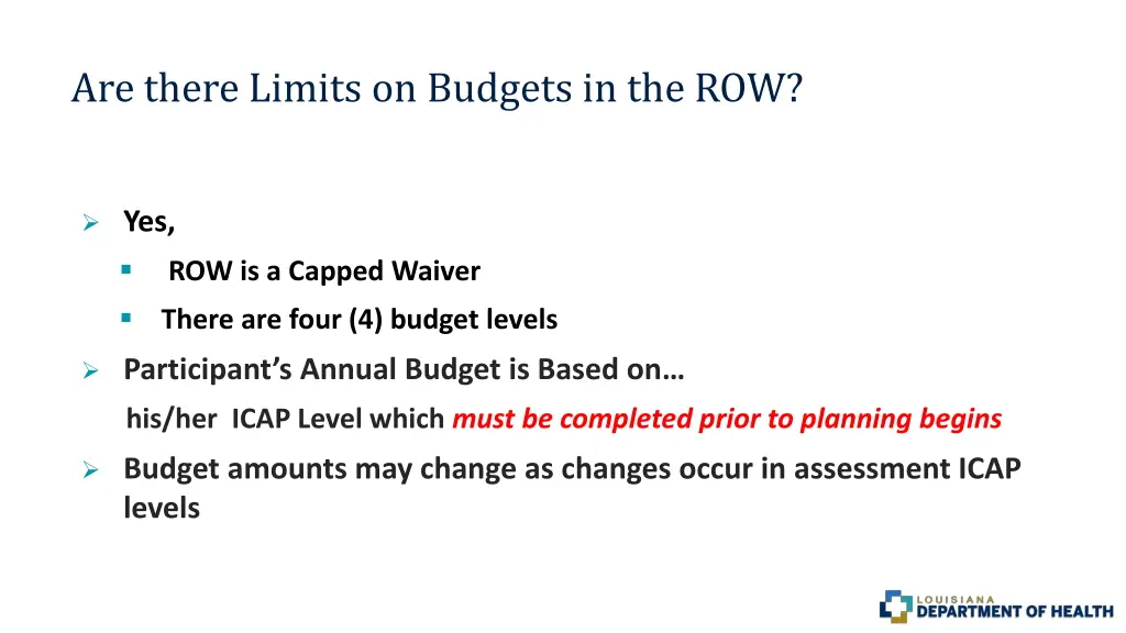 are there limits on budgets in the row