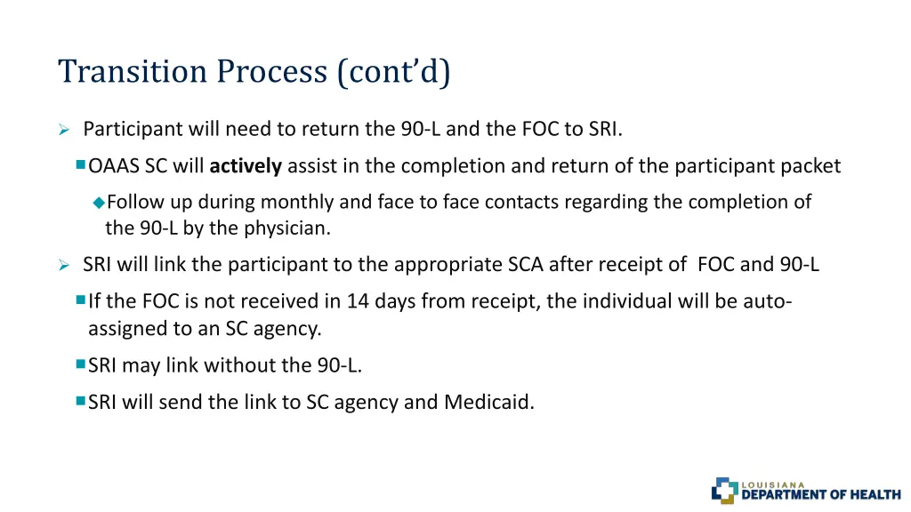 transition process cont d