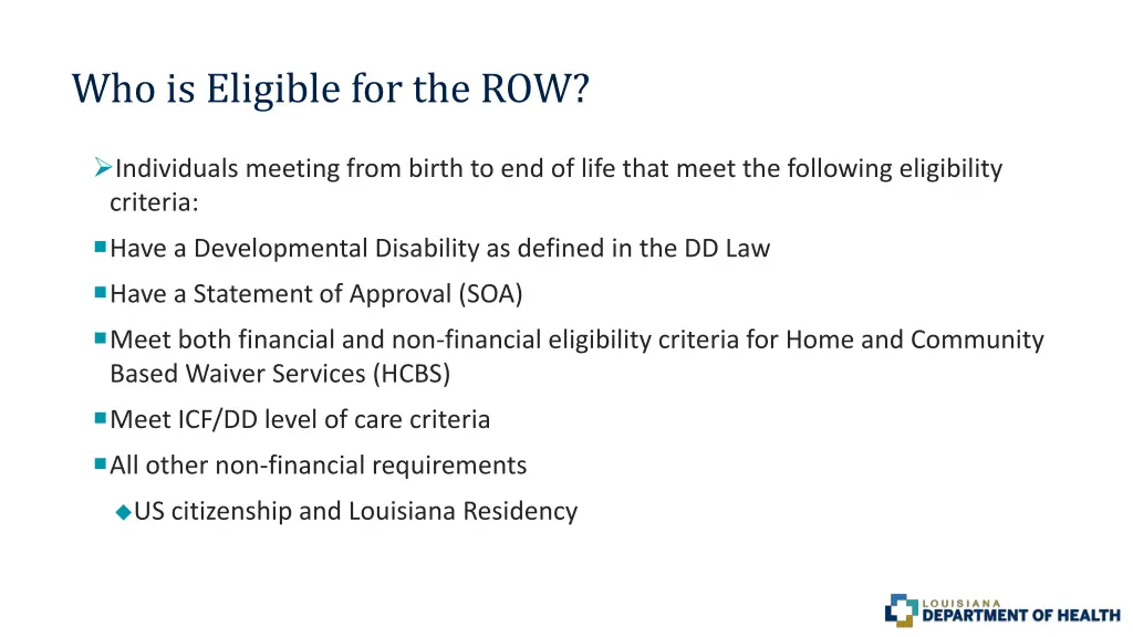 who is eligible for the row