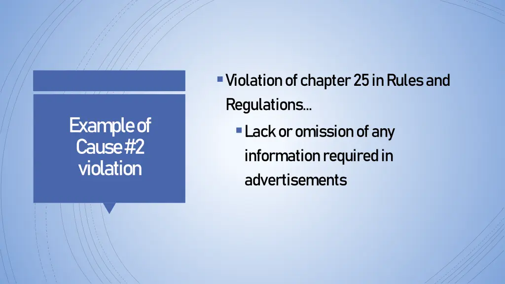 violation of chapter 25 in rules and regulations