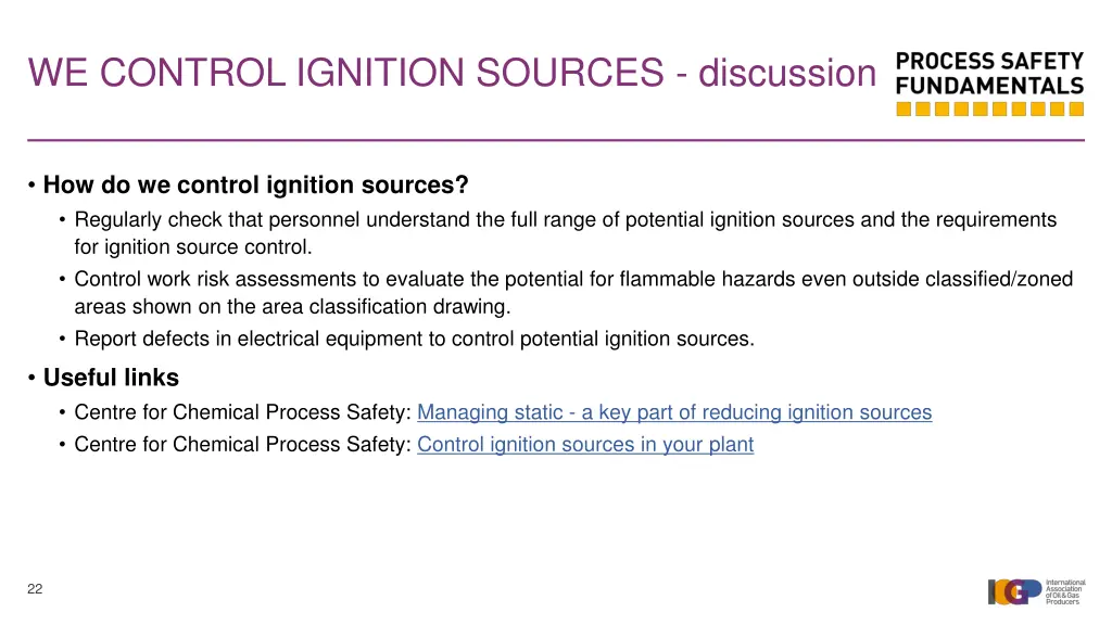 we control ignition sources discussion