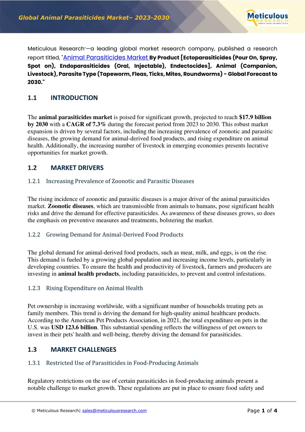 global animal parasiticides market 2023 2030