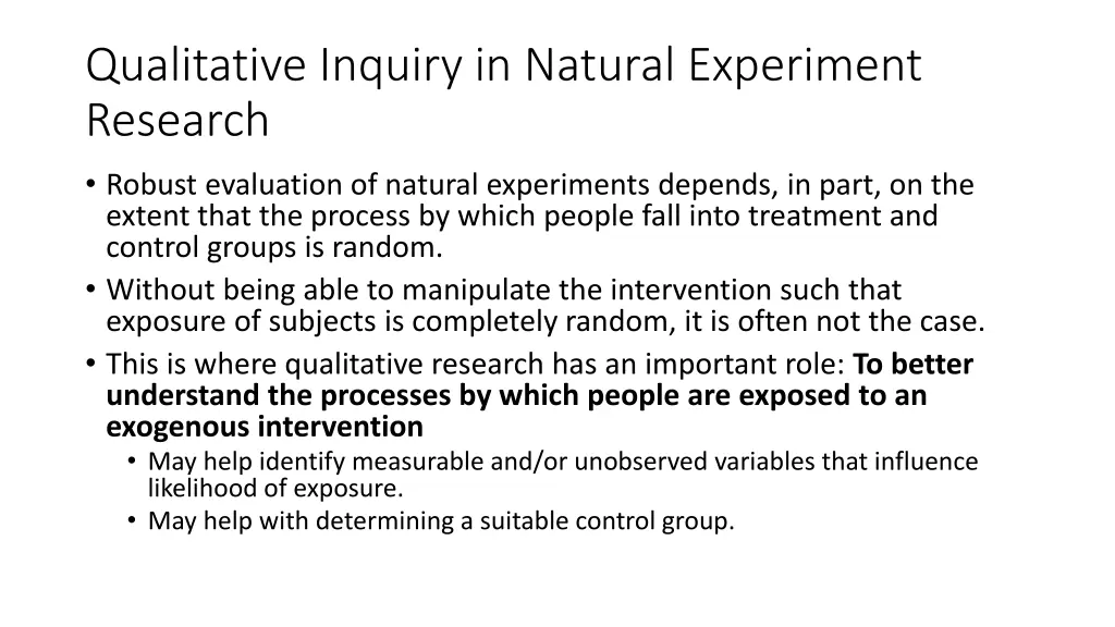 qualitative inquiry in natural experiment research