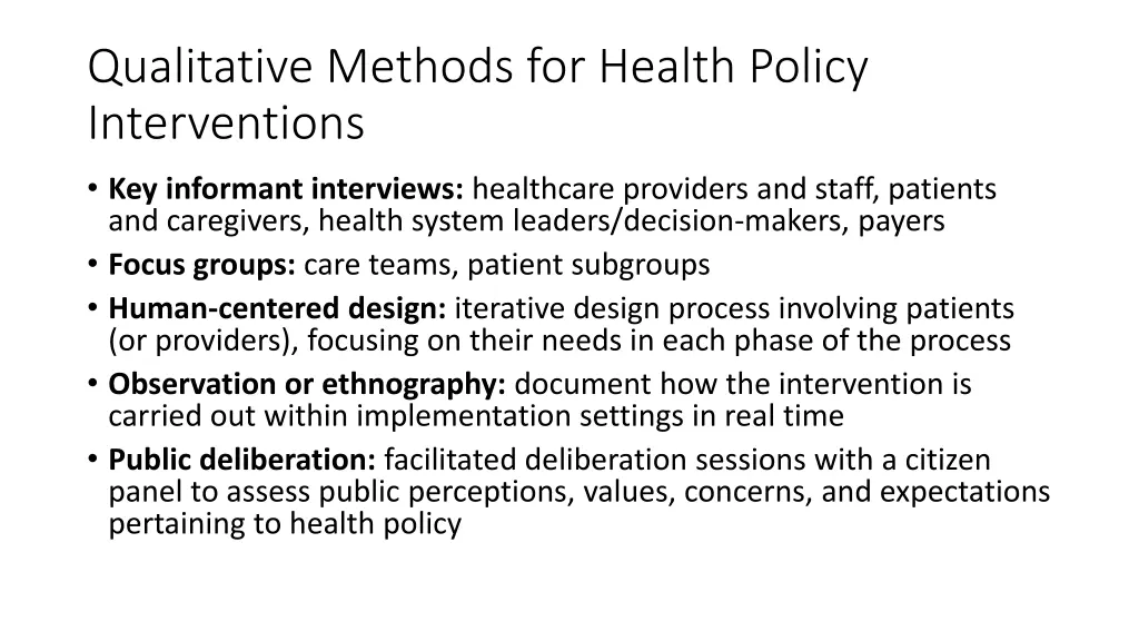 qualitative methods for health policy