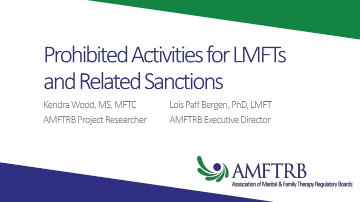 prohibited activities for lmfts and related