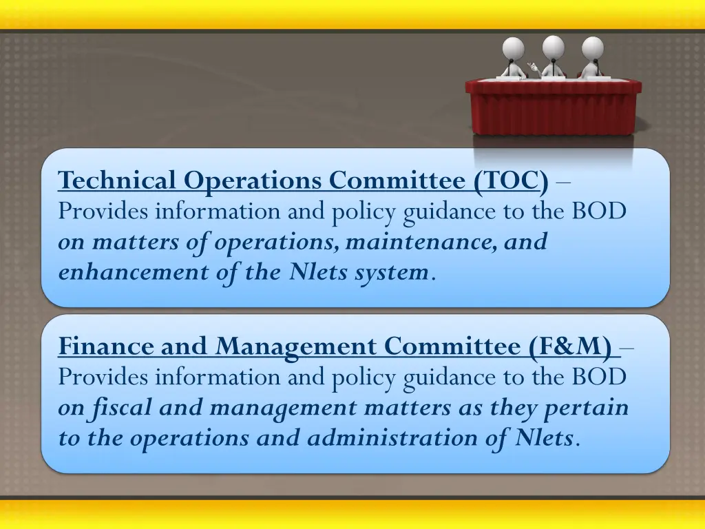 technical operations committee toc provides