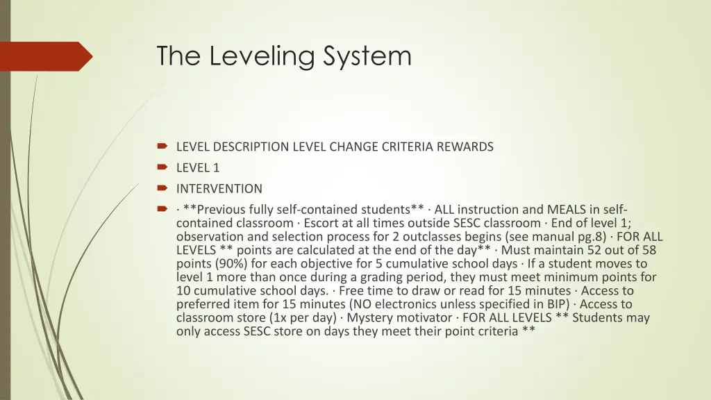 the leveling system