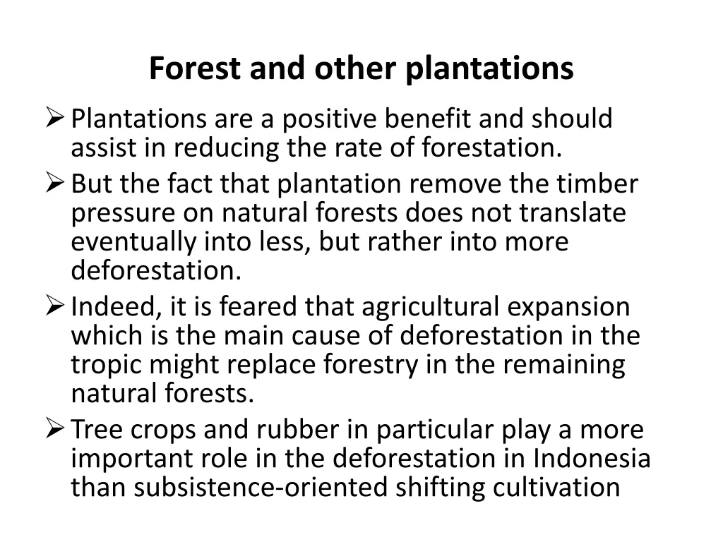 forest and other plantations plantations