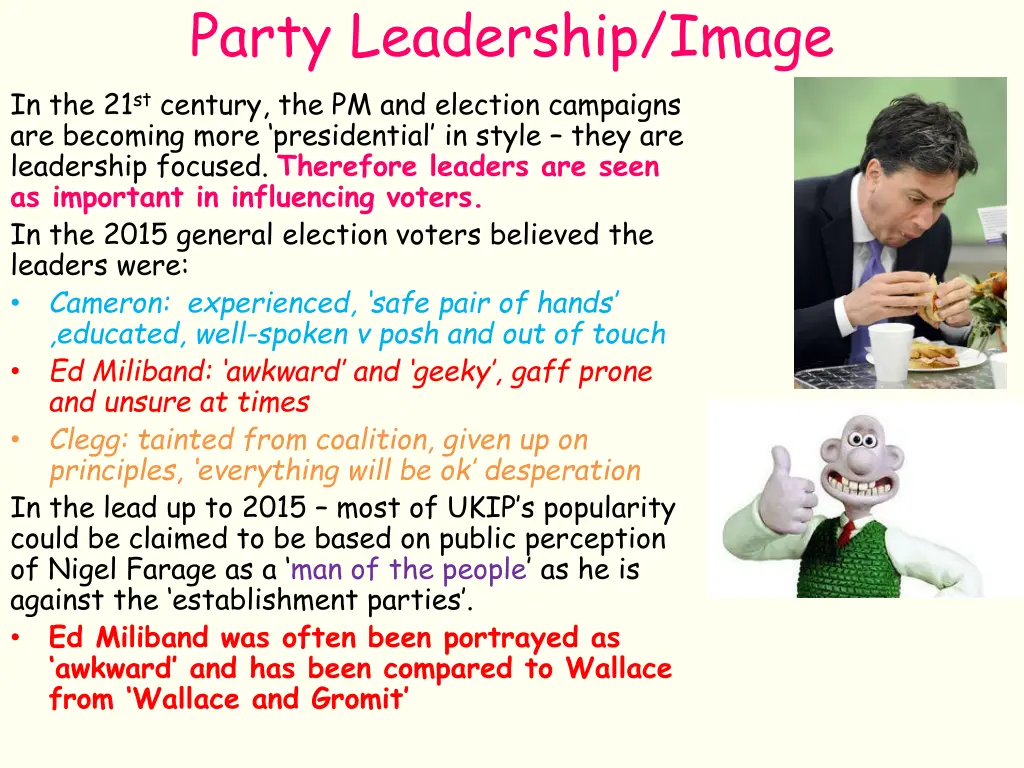 party leadership image in the 21 st century