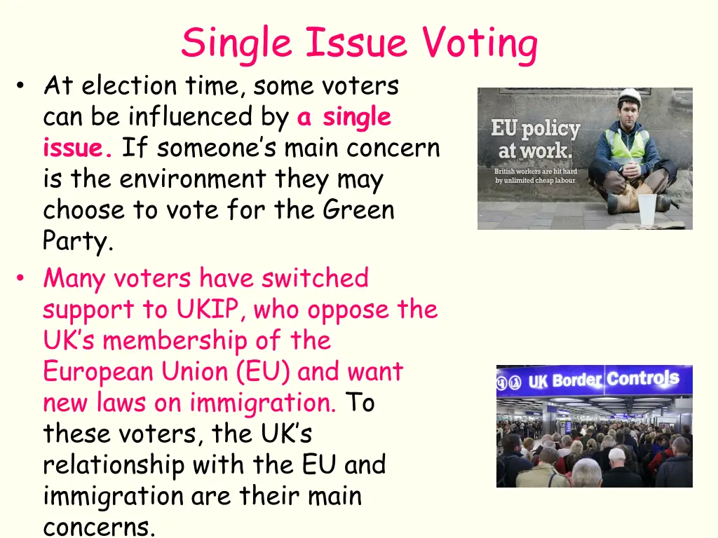 single issue voting at election time some voters