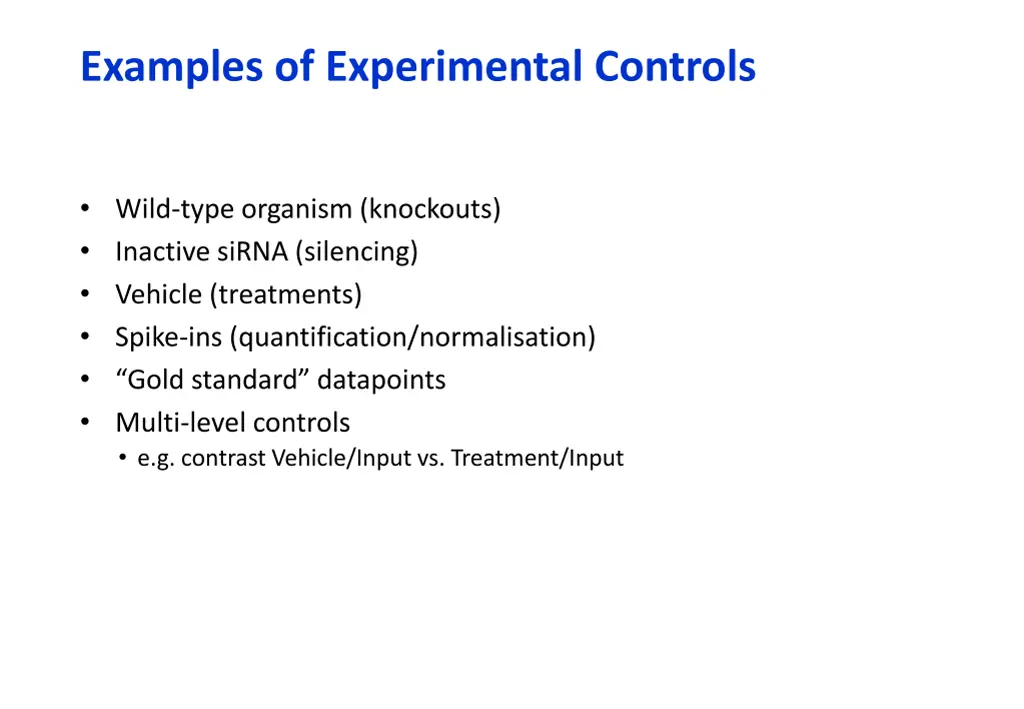 examples of experimental controls