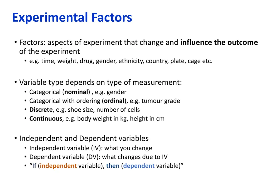 experimental factors