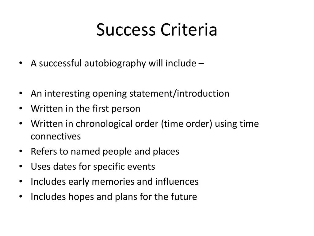 success criteria