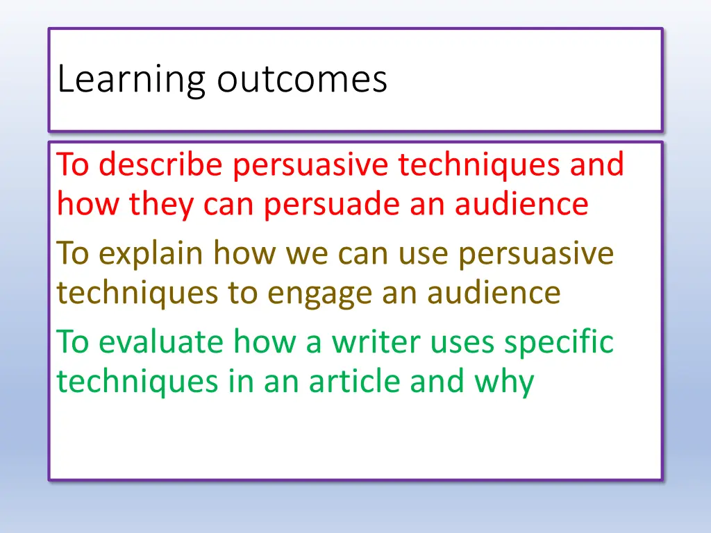 learning outcomes