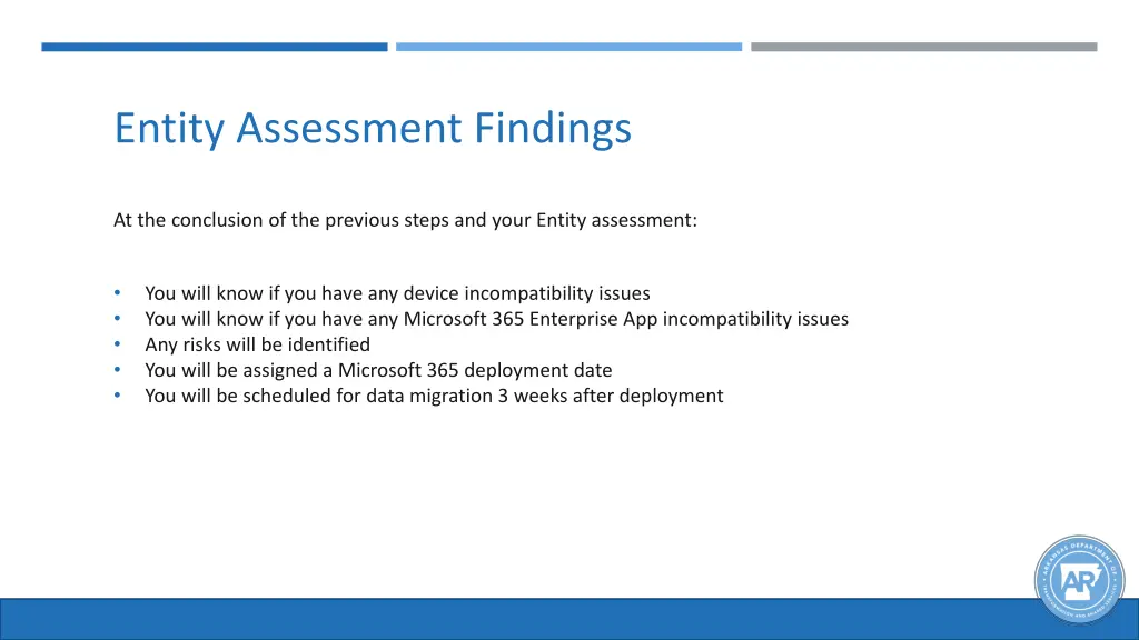 entity assessment findings