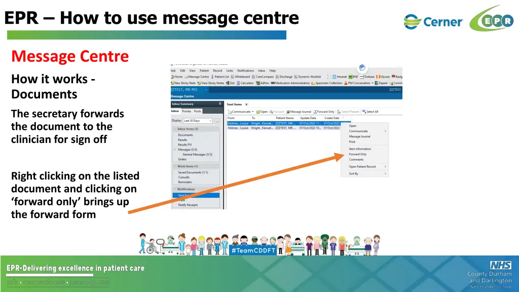 epr how to use message centre 10