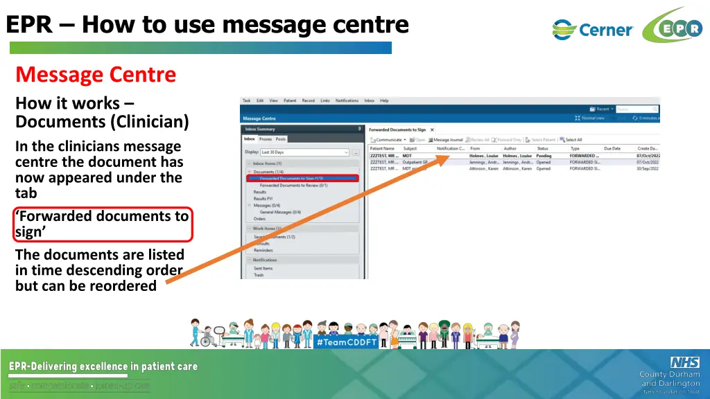 epr how to use message centre 14