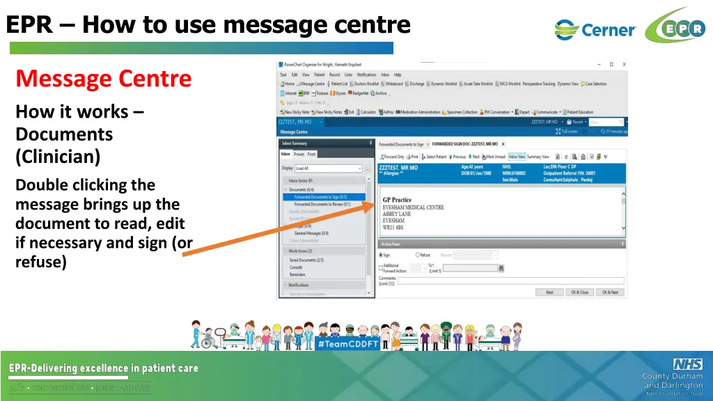 epr how to use message centre 15