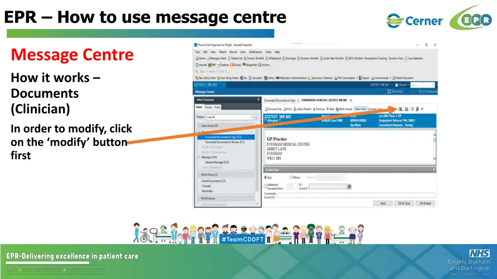 epr how to use message centre 16