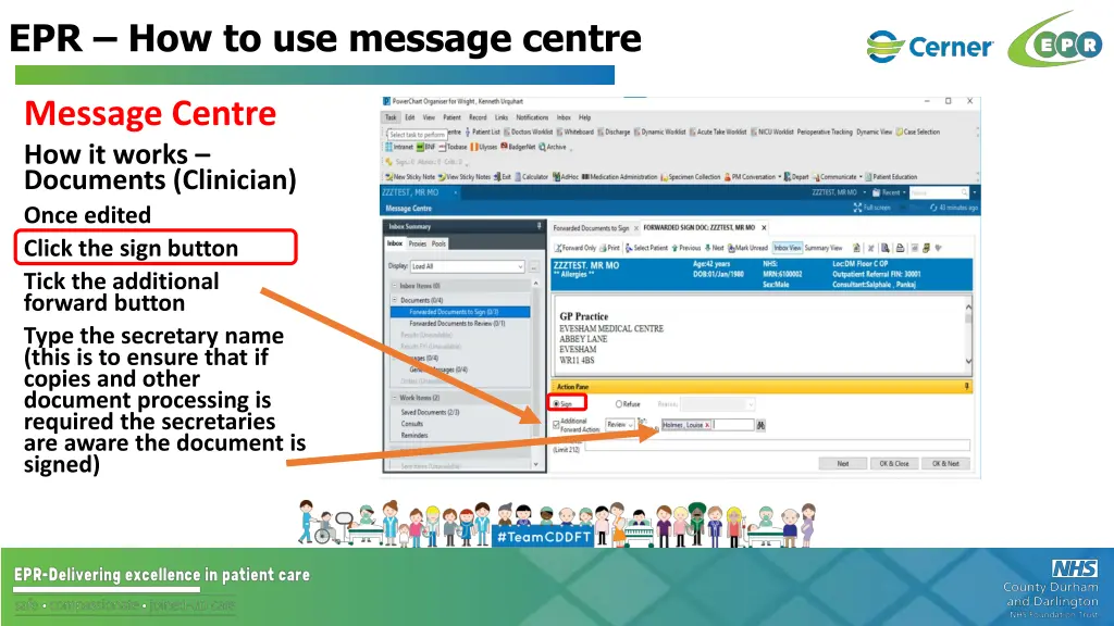 epr how to use message centre 17