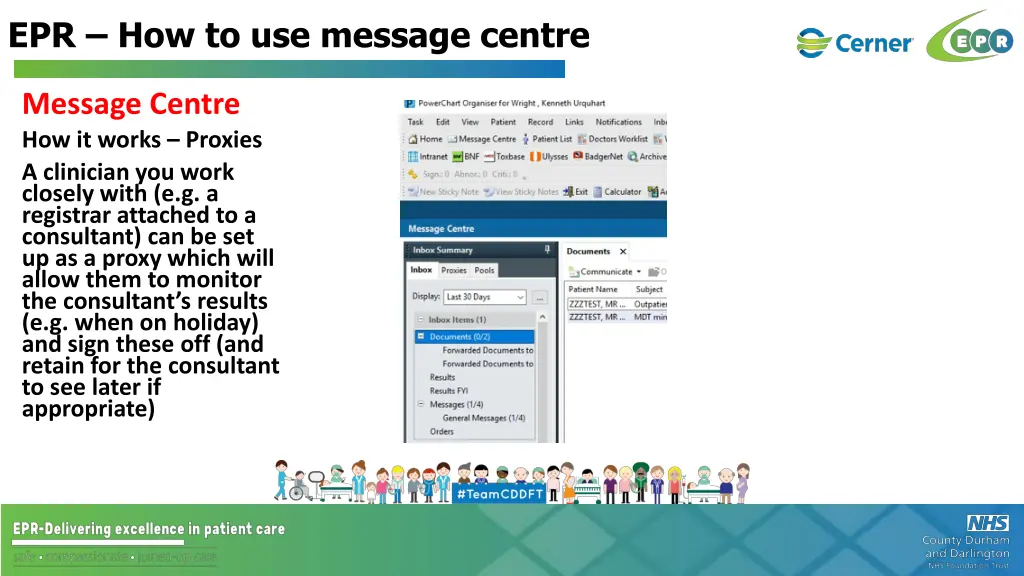 epr how to use message centre 40