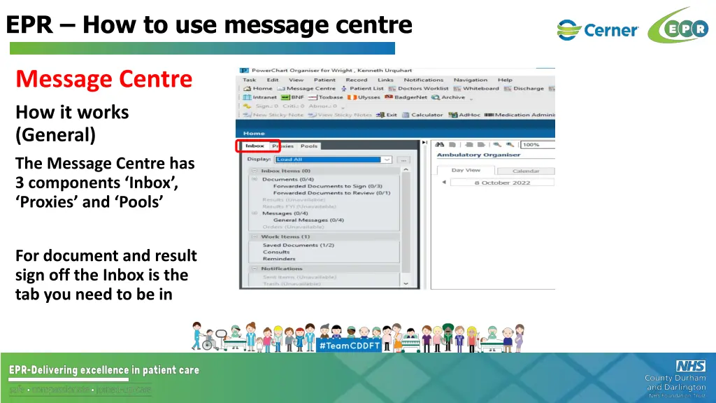 epr how to use message centre 6