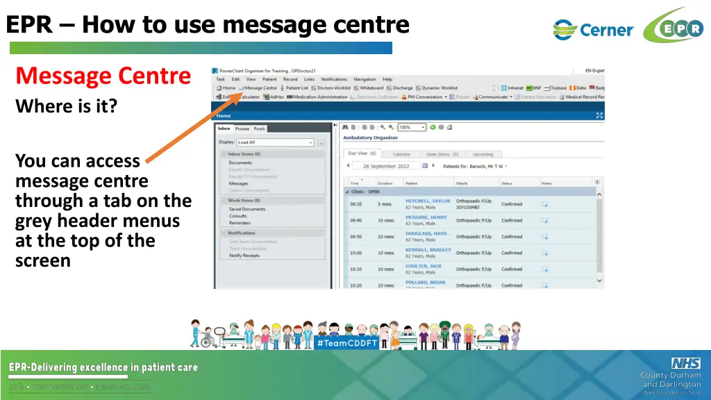 epr how to use message centre