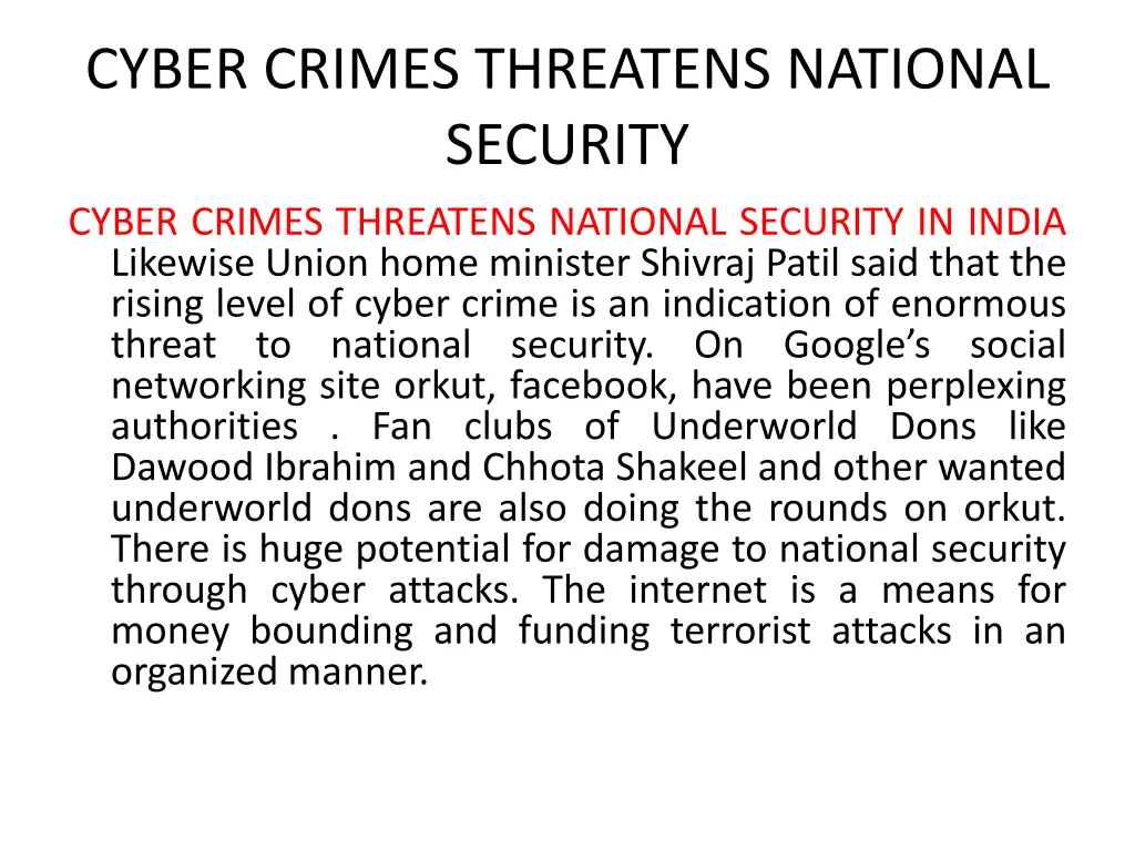 cyber crimes threatens national security