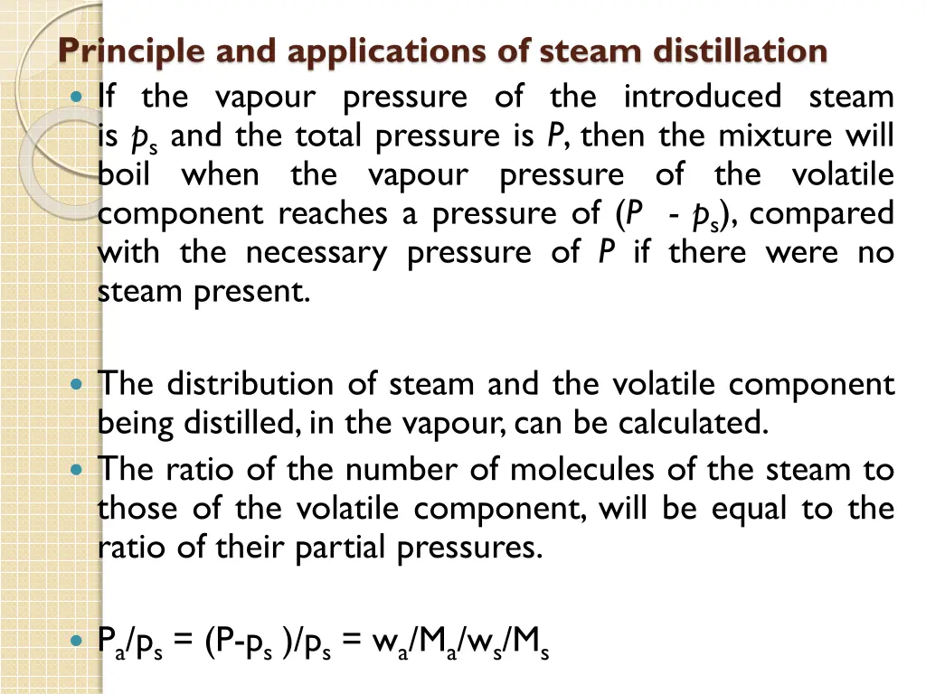 principle and applications of steam distillation