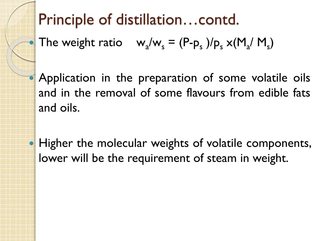 principle of distillation contd