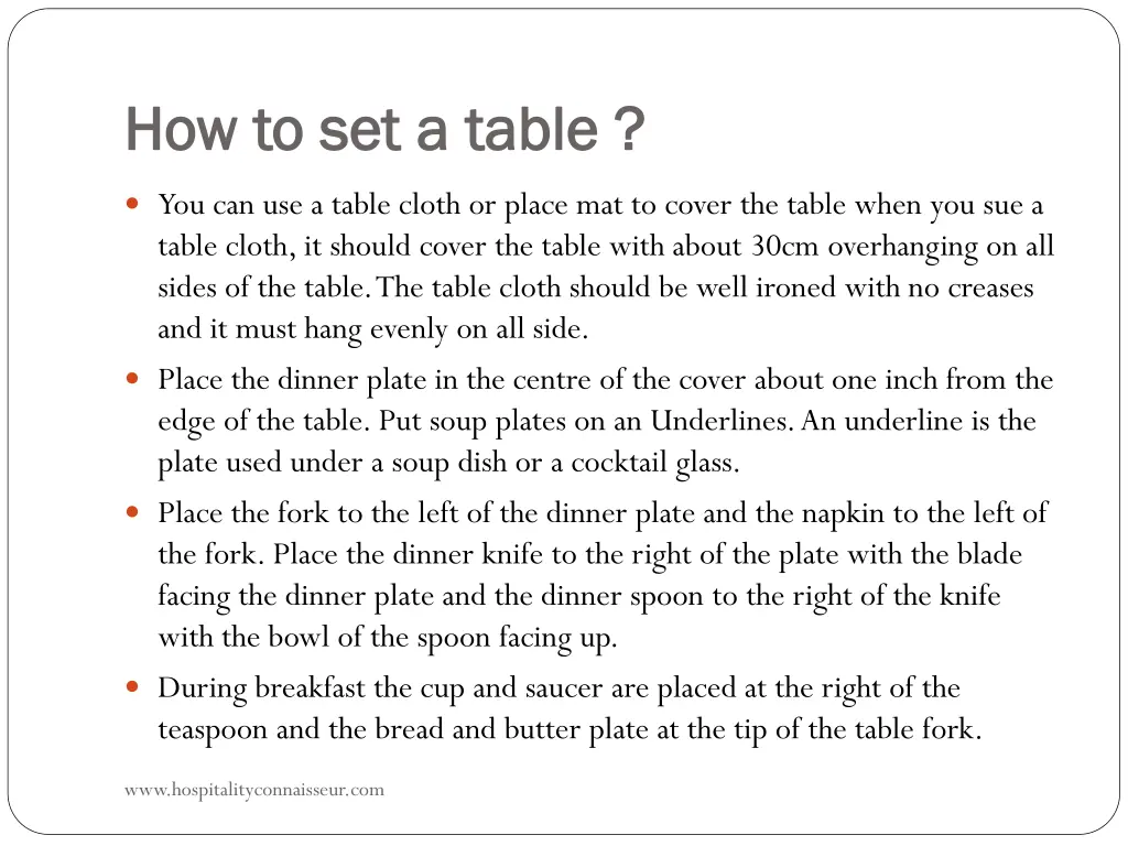 how to set a table how to set a table