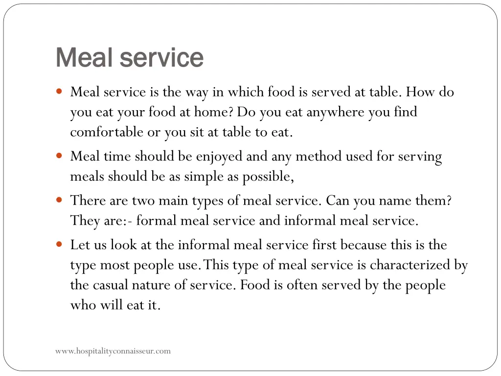 meal service meal service