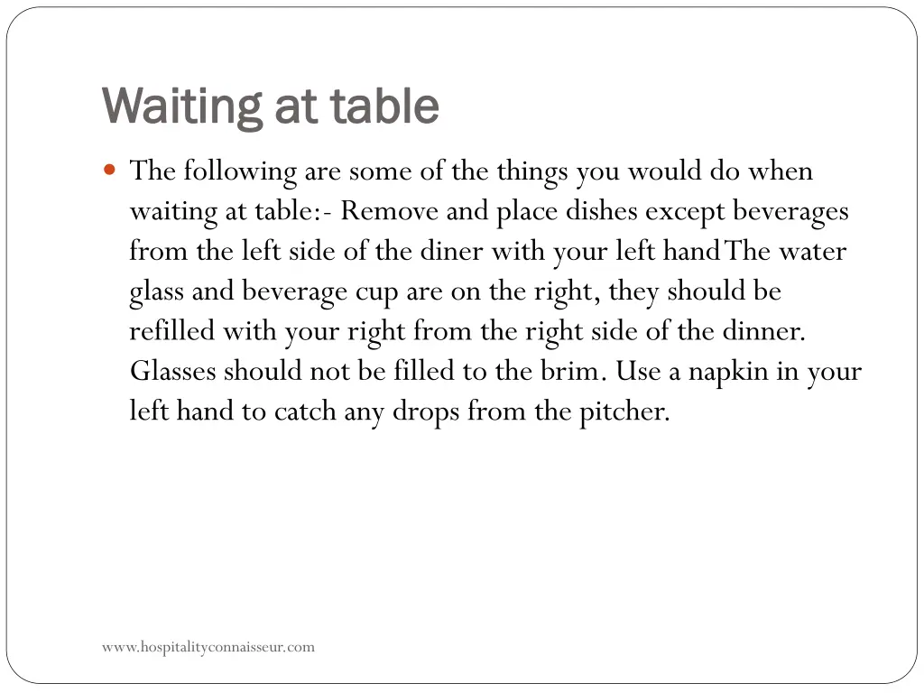 waiting at table waiting at table