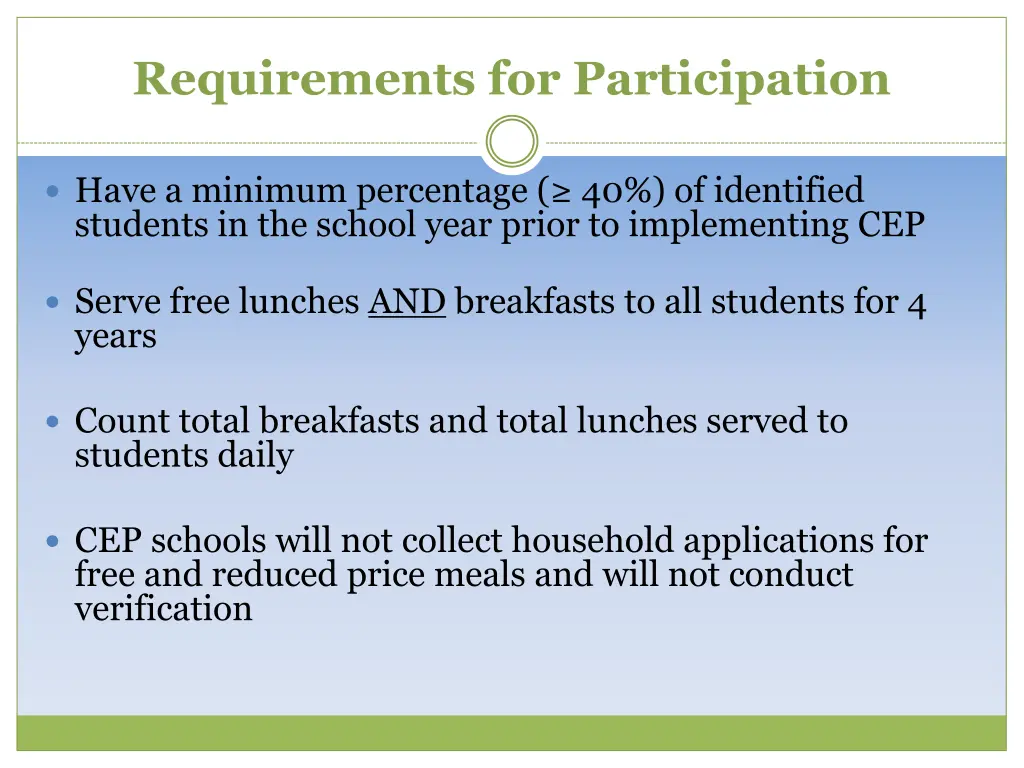 requirements for participation