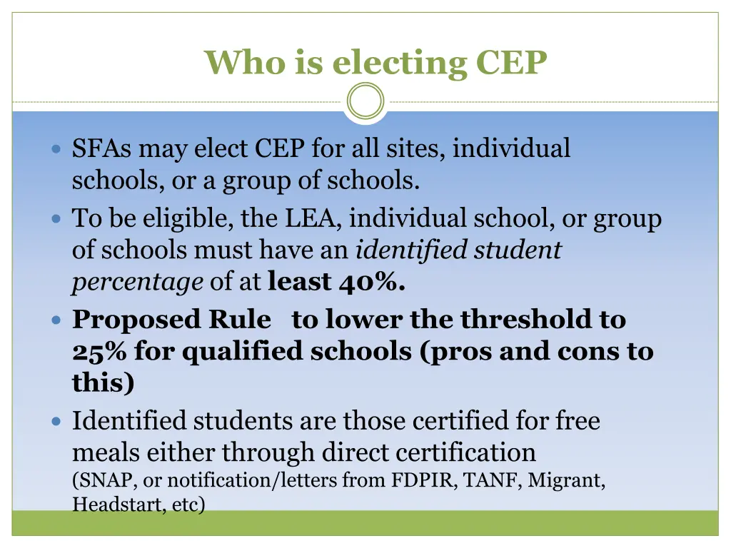 who is electing cep