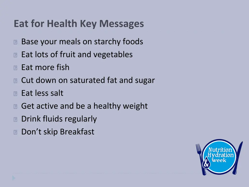 eat for health key messages