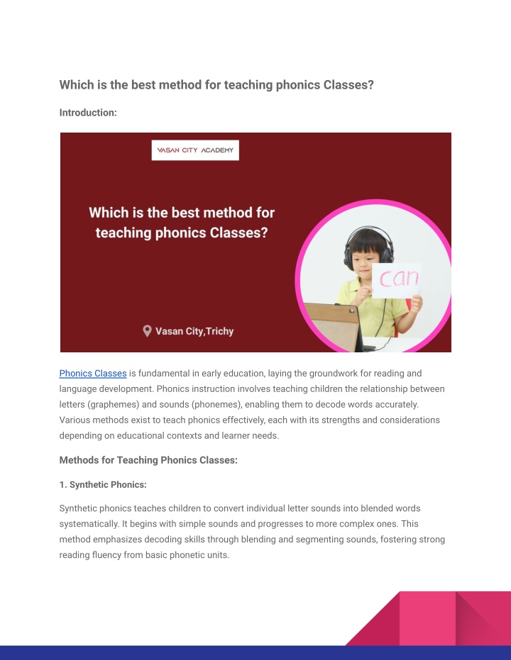 which is the best method for teaching phonics