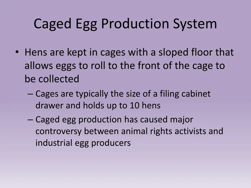 caged egg production system