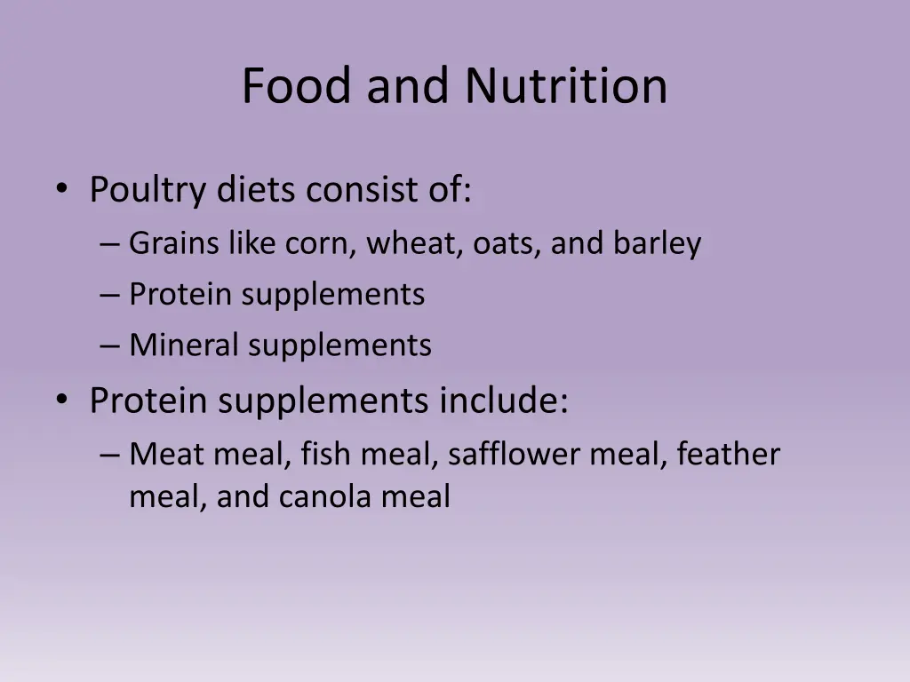 food and nutrition