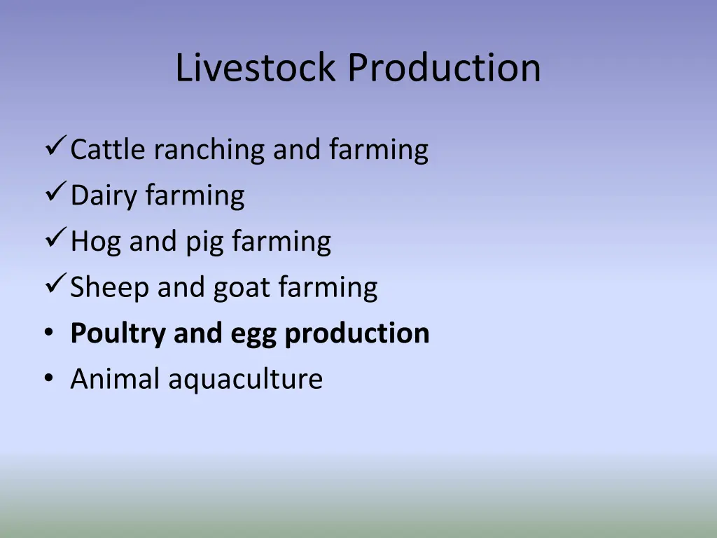 livestock production