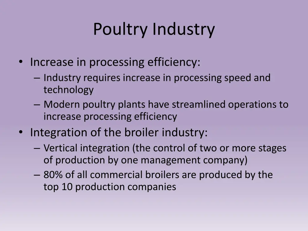 poultry industry